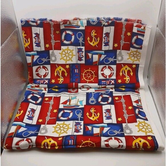 Other - Nautical Fabric Vintage Sailing Material 42 Inches by 35 Inches Boat Ropes Craft
